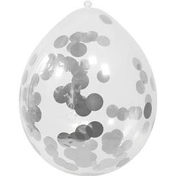 Foto van 4x transparante ballon zilveren confetti 30 cm