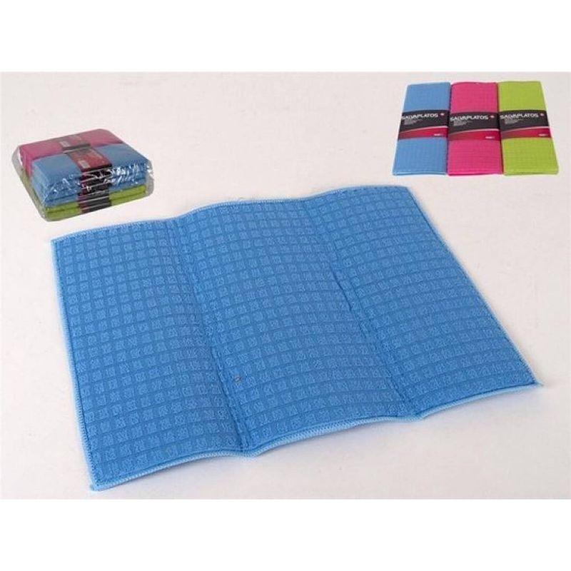 Foto van 3x gekleurde stevige professionele vaatdoek -vaatdoeken (3-pack - 30x40cm 90% polyester 10% katoen