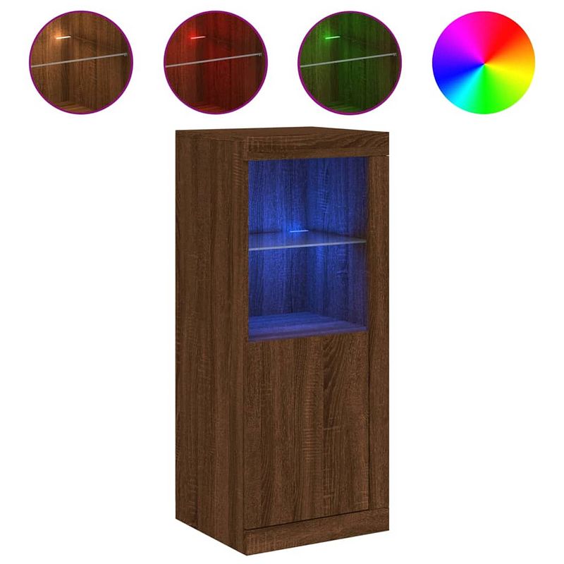 Foto van Vidaxl dressoir met led-verlichting 41x37x100 cm bruineikenkleurig