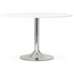 Foto van 24designs ronde eettafel novan - 120 cm x 4 personen - wit tafelblad - chromen voet