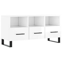 Foto van The living store tv-meubel 3 vakken en 3 lades - 102x36x50 cm - hoogglans wit