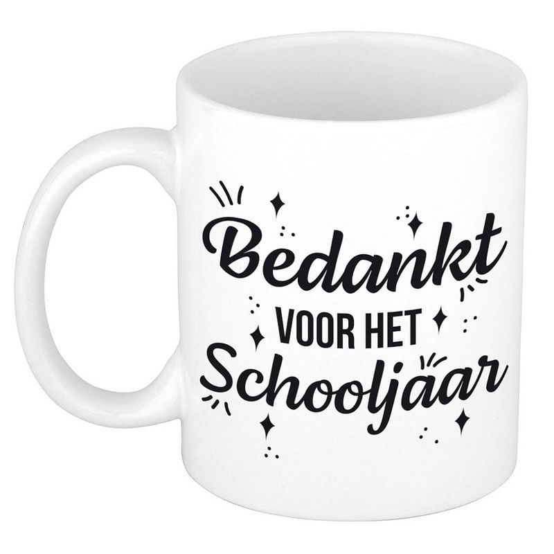 Foto van Bedankt voor het schooljaar cadeau mok/beker wit 300 ml - feest mokken