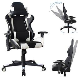 Foto van Bureaustoel racing gaming chair style uitvoering high design thomas wit zwart