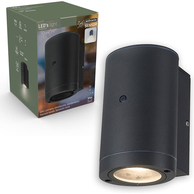 Foto van Proventa wandlamp buiten met sensor incl. longlife lichtbron - warm wit licht - 1 x muurlamp