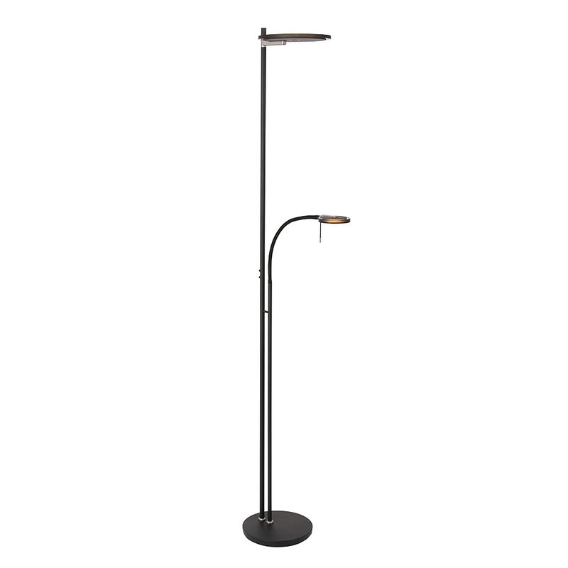 Foto van Steinhauer turound staande lamp leesarm zwart met zwart glas incl. led