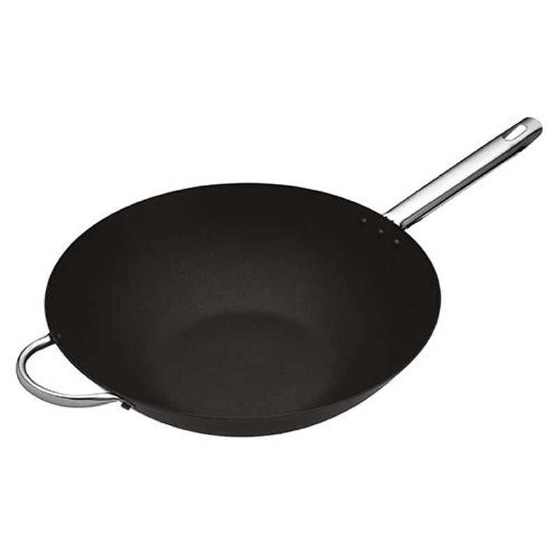 Foto van Carbonstalen wok, 35,5 cm - masterclass professional