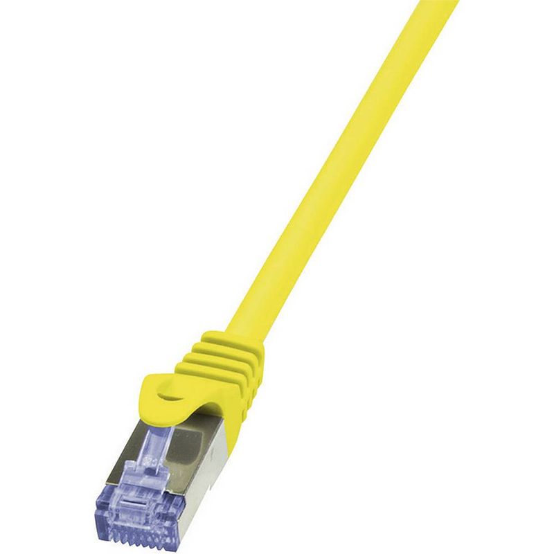 Foto van Logilink cq3087s rj45 netwerkkabel, patchkabel cat 6a s/ftp 7.50 m geel vlambestendig, snagless 1 stuk(s)