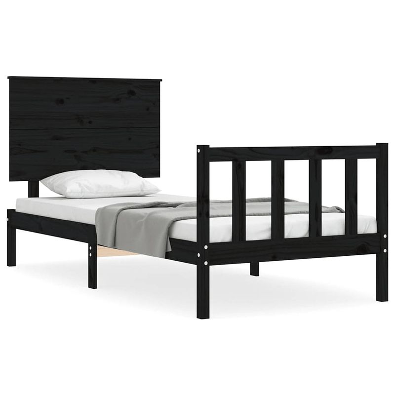 Foto van The living store bedframe - massief grenenhout - 205.5 x 105.5 x 82.5 cm - multiplex lattenbodem