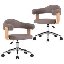 Foto van The living store draaibare eetkamerstoelen - set van 2 - taupe - 49.5 x 51.5 x (94.5 - 115.5) cm