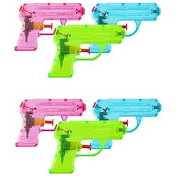 Foto van Grafix waterpistooltje/waterpistool - 12x - klein model - 11 cm - blauw/roze/groen - waterpistolen