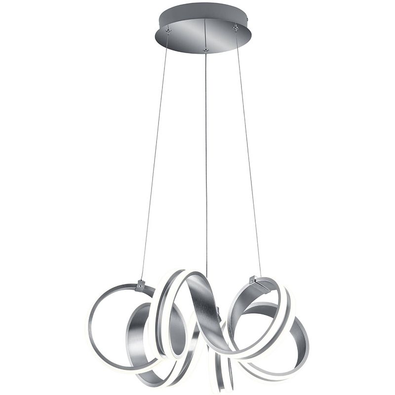 Foto van Led hanglamp - trion katra - 38w - warm wit 3000k - dimbaar - rond - mat grijs - aluminium