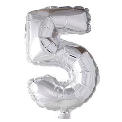 Foto van Wefiesta folieballon cijfer 's5's 40 cm zilver