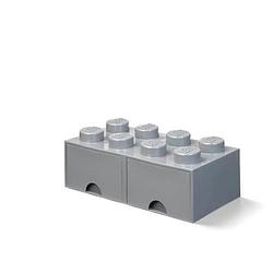 Foto van Opbergdoos lego-blokje met 2 lades, 22,5 liter, grijs - polypropyleen - lego