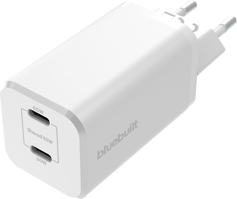 Foto van Bluebuilt power delivery oplader met 2 usb c poorten 65w wit