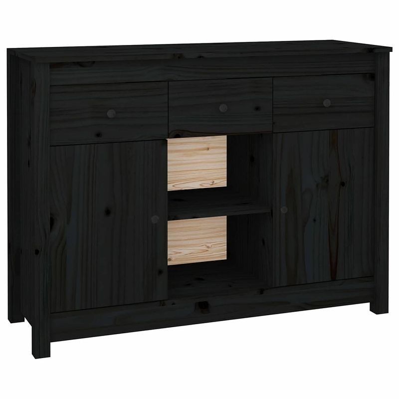 Foto van Vidaxl dressoir 100x35x74,5 cm massief grenenhout zwart