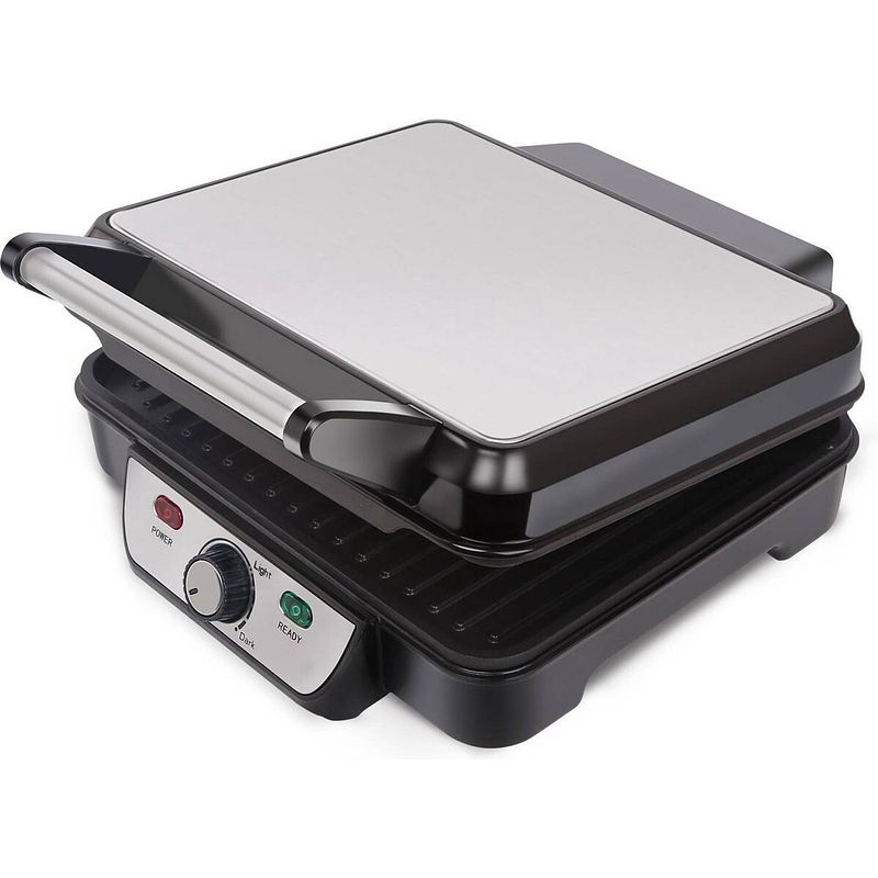 Foto van Contactgrill - tosti apparaat - tosti ijzer - aigi cale - cool touch - rvs - zwart/zilver