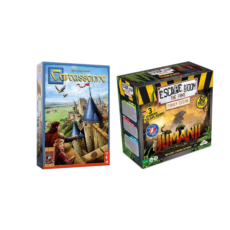 Foto van Spellenbundel - bordspel - 2 stuks - carcassonne & escape room jumanji