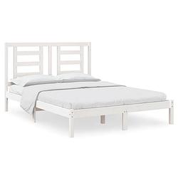 Foto van The living store bedframe grenenhout - 205.5 x 145.5 x 31 cm - wit