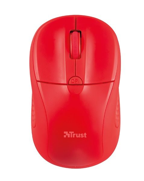 Foto van Trust primo wireless mouse - red muis rood
