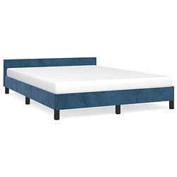 Foto van Vidaxl bedframe met hoofdeinde fluweel donkerblauw 140x200 cm