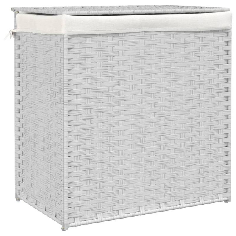 Foto van Vidaxl wasmand met 2 vakken 53x35x57 cm poly rattan wit