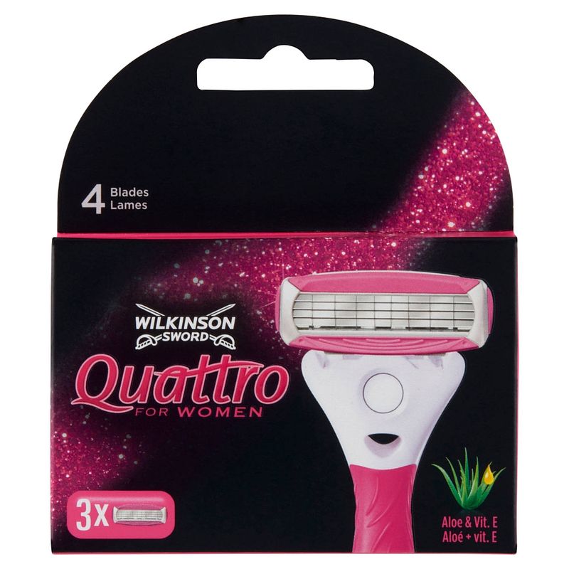 Foto van Wilkinson sword quattro for women papaya & pearl scheermesjes - 3stuks