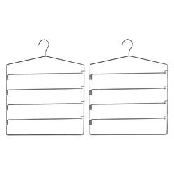 Foto van Set van 2x stuks metalen kledinghanger/broekhanger voor 4 broeken 37 x 48 cm - kledinghangers