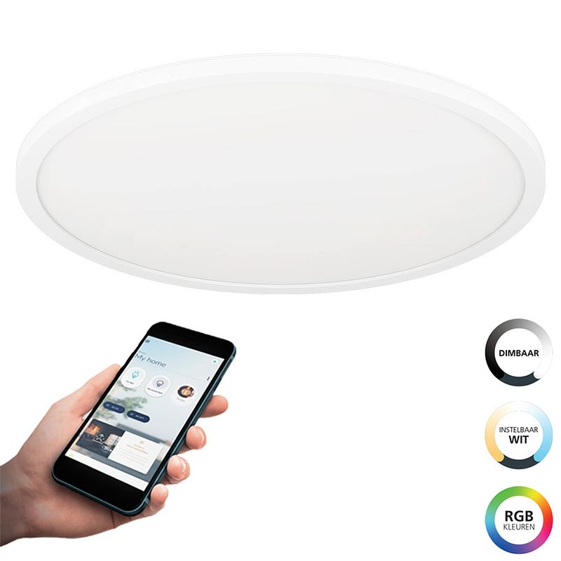 Foto van Eglo connect.z rovito-z smart plafondlamp - ø 42 cm - wit - instelbaar rgb & wit licht - dimbaar - zigbee