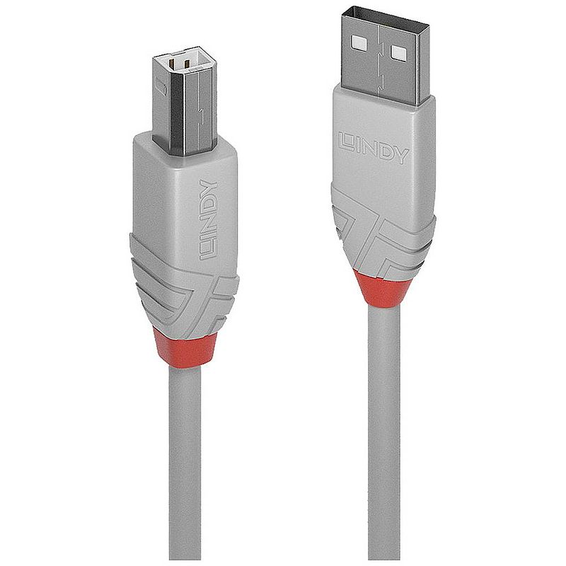 Foto van Lindy usb-kabel usb 2.0 usb-a stekker, usb-b stekker 0.5 m grijs 36681