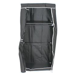Foto van Lowander garderobekast milano 170cm - opvouwbare opbergkast inklapbare kledingkast canvas campingkast - zwart