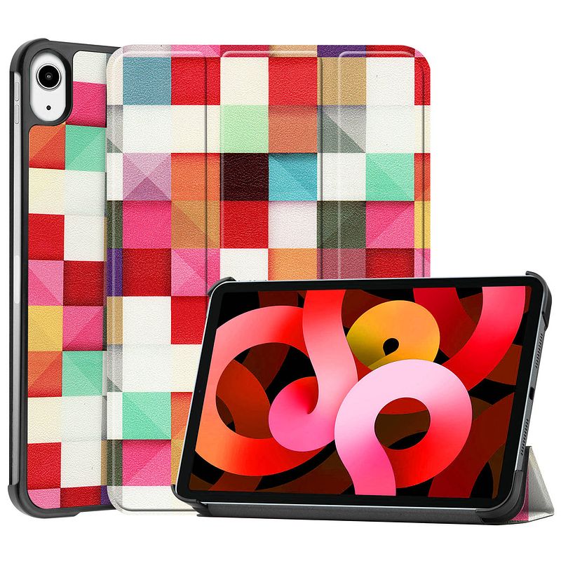 Foto van Basey ipad air 2022 (5e generatie) hoesje kunstleer hoes case cover - bloesem