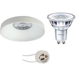 Foto van Led spot set - pragmi vrito pro - gu10 fitting - inbouw rond - mat wit - ø82mm - philips - corepro 840 36d - 4.6w -