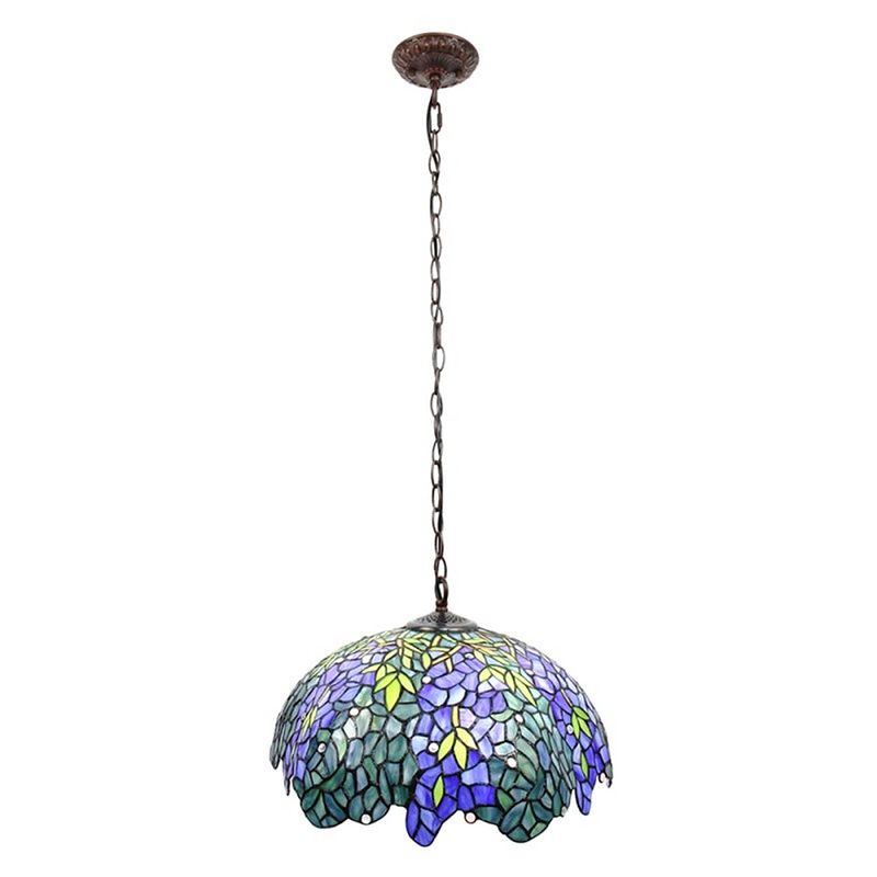 Foto van Clayre & eef blauwe hanglamp tiffany ø 45*126 cm e27/max 3*60w 5ll-6182