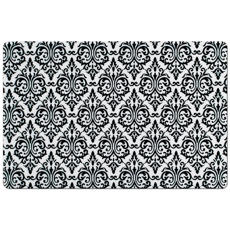 Foto van Set van 2x stuks rechthoekige placemats met zwarte barok print 43,5 x 28,5 cm - placemats