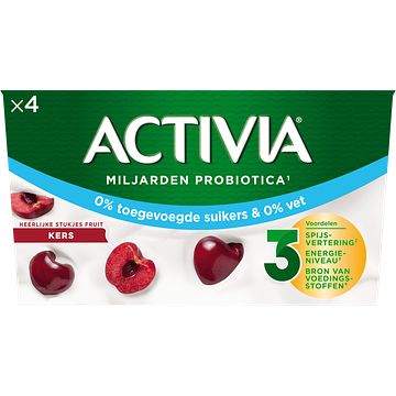 Foto van Activia 0% yoghurt kers 4 x 125g bij jumbo