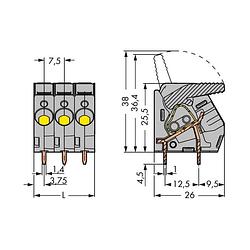 Foto van Wago 2706-105 veerkrachtklemblok 6.00 mm² aantal polen 5 grijs 30 stuk(s)