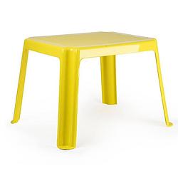 Foto van Plasticforte kunststof kindertafel - geel - 55 x 66 x 43 cm - camping/tuin/kinderkamer - bijzettafels