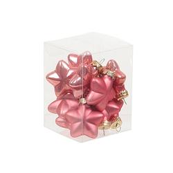 Foto van 12x stuks glazen sterren kersthangers bubblegum roze 4 cm mat/glans - kersthangers