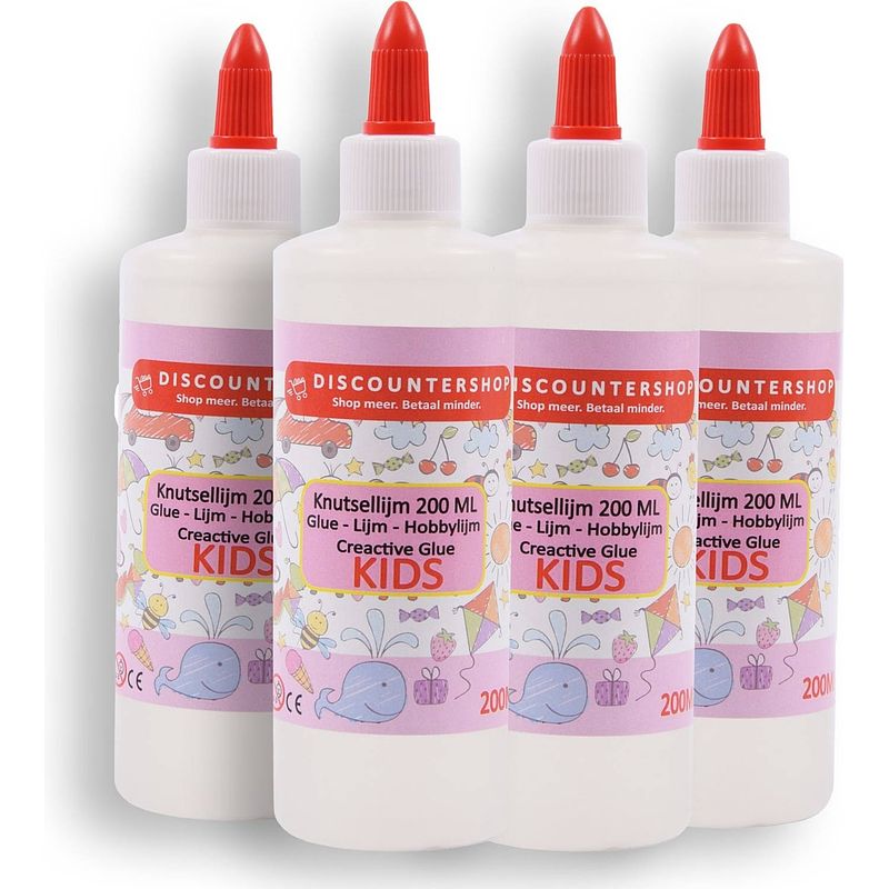 Foto van 4x knutsellijm 800ml - lijm - all purpose glue - glue - kinderlijm - knutselen - goedkope knutsellijm - doorzichtige knu