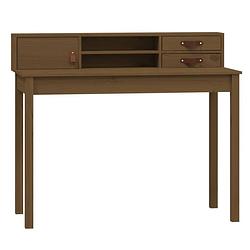 Foto van The living store bureau grenenhout - honingbruin - 110 x 50 x 93 cm - veilig gemonteerd met handleiding