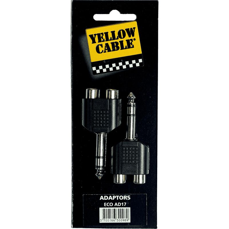 Foto van Yellow cable ad17 6.3 mm trs male -2x rca female verloopplug (2 stuks)