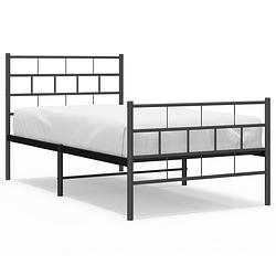 Foto van Vidaxl bedframe met hoofd- en voeteneinde metaal zwart 90x200 cm