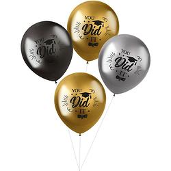 Foto van Folat ballonnen you did it! 33 cm latex goud/zilver 4 stuks