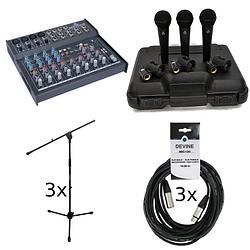 Foto van Devine mixpad 1202-fx-usb set + microfoons, kabels en statieven