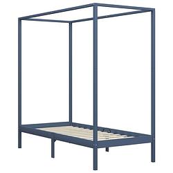 Foto van The living store hemelbedframe - massief grenenhout - 204 x 94 x 200 cm - grijs