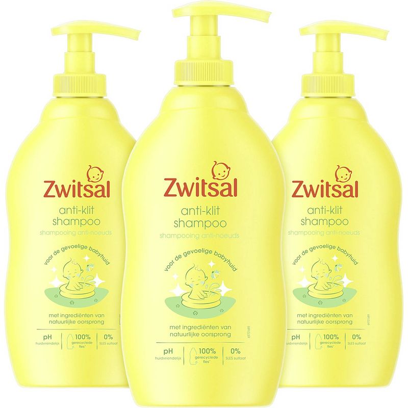 Foto van Baby shampoo - anti klit - met pompje - 3x 400ml