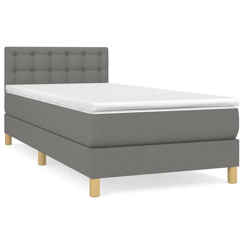 Foto van The living store boxspring met matras stof donkergrijs 90x190 cm - bed