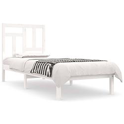 Foto van The living store bedframe grenenhout - 205.5 x 95.5 x 31 cm - comfortabel hoofdeinde - wit