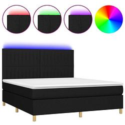 Foto van The living store boxspring bed - led strip - pocketvering matras - huidvriendelijk topmatras - zwart - 180x200 cm