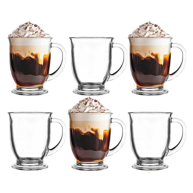 Foto van Glasmark theeglazen/koffie glazen bristol - transparant glas - 6x stuks - 400 ml - koffie- en theeglazen